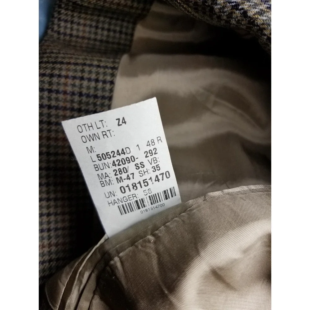 Lauren Ralph Lauren 48R Houndstooth Blazer Tweed Sport Coat Wool Old Money Retro